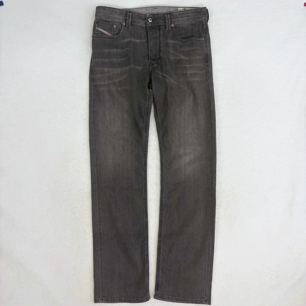 Diesel Larkee Regular Straight Jeans Mens 31x32 0687J Grey Stretch Button Fly